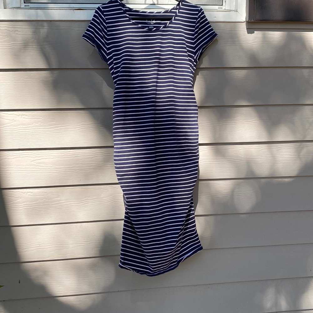 Maternity blue and white strip dress